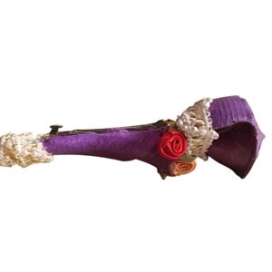 Elegant Purple Shell and Red Floral Hair Clip